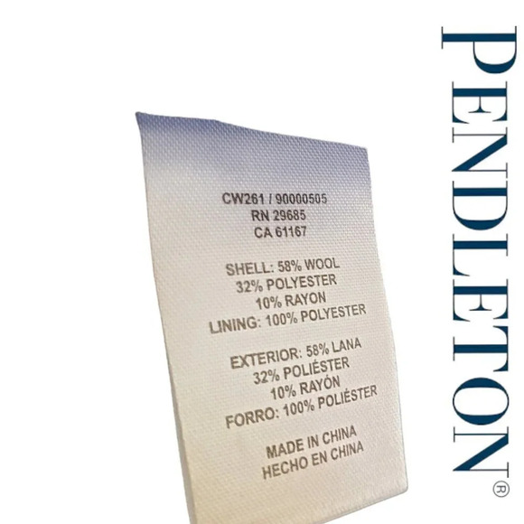 Pendleton | Ladies' Wool Blend Walker Coat | Charcoal/Camel | NWT - Picture 7 of 7